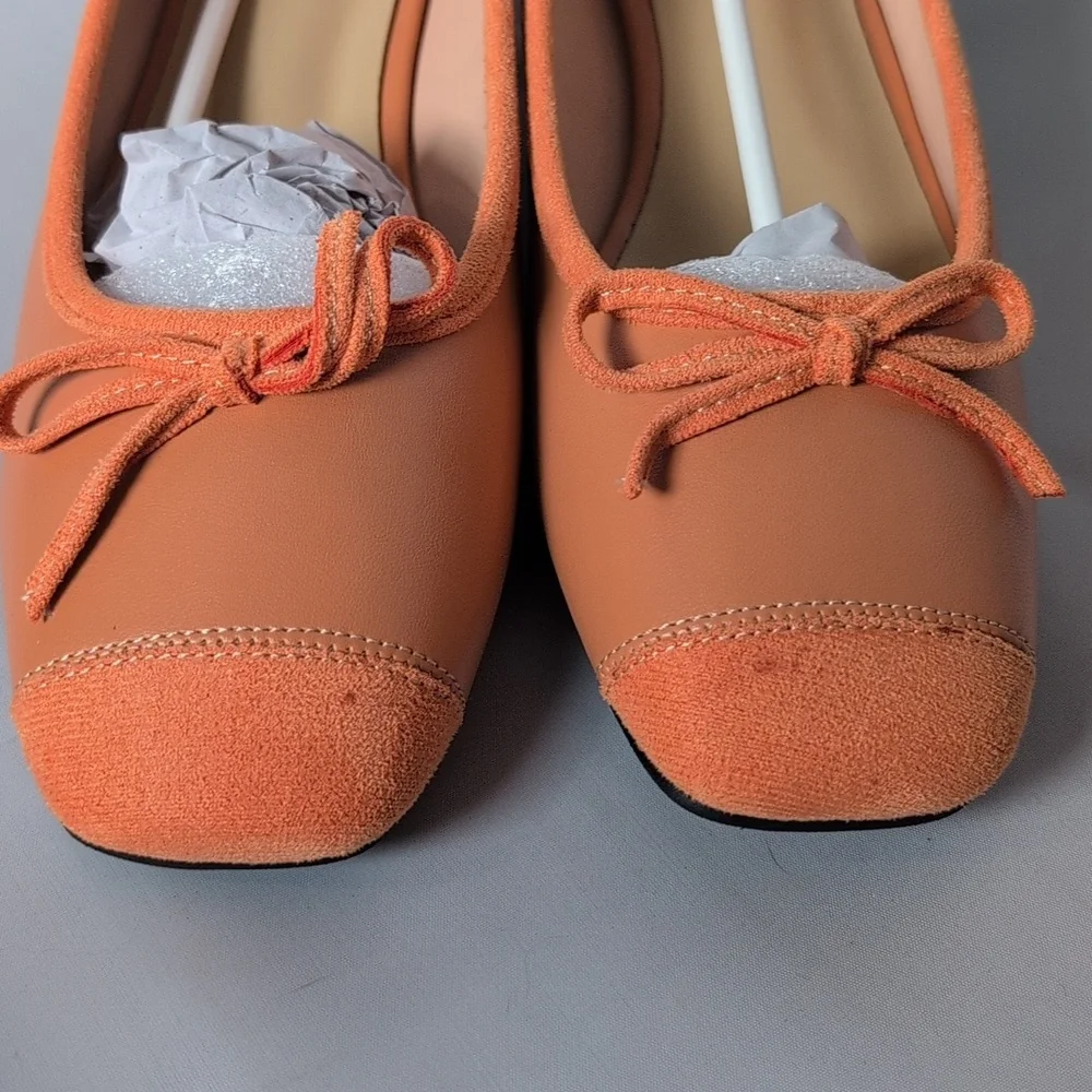 C. Paravano Orange Low Block Heel Closed Toe Pumps Size 10.5/41